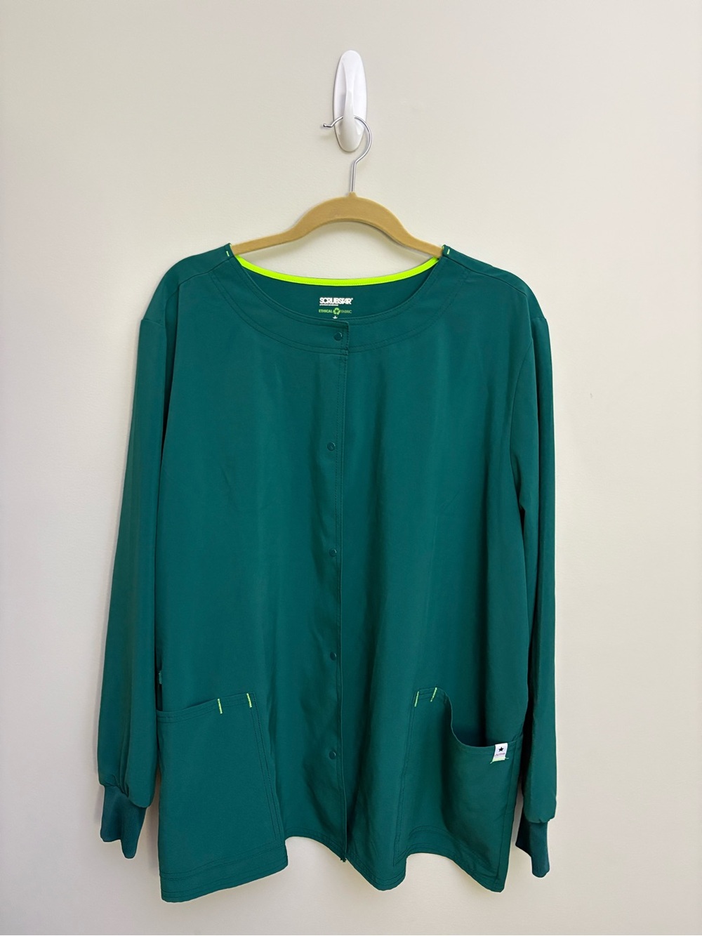 Scrubstar 2XL Green Scrub Jacket Snap Front Nurse Medical Workwear